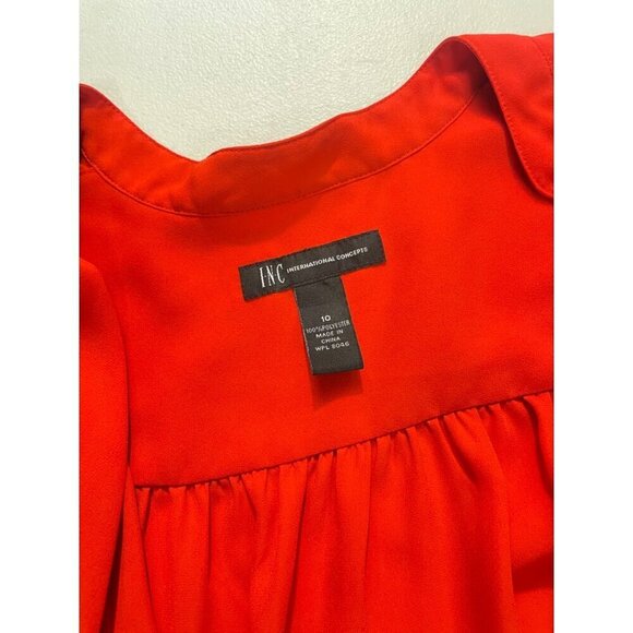 INC International Concepts Draped Red Top Over Blouse 10 - Picture 4 of 4